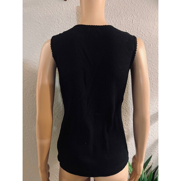 MULTIPLES SLEEVELESS SEQUIN EMBROIDERY TOP BLACK size 0 - Picture 4 of 8